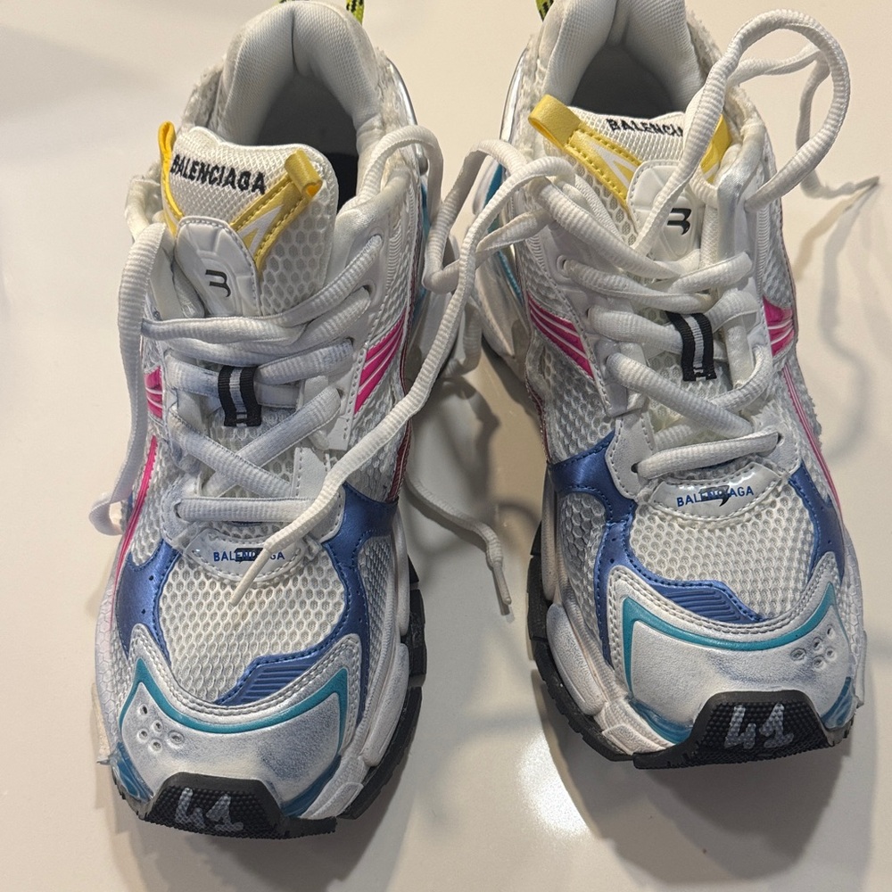 Balenciaga White, Blue, and Pink Athletic Shoes